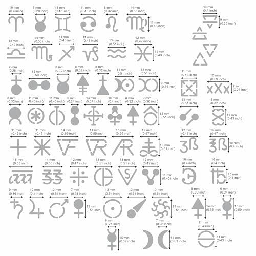 Aleks Melnyk No.398 Metal Stencil, Alchemical Symbols, Small Stencil, 1 PC, Template for Wood Burning, Engraving, Crafting, Scrapbook - WoodArtSupply