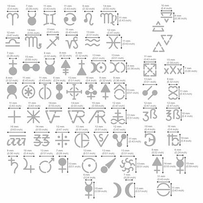 Aleks Melnyk No.398 Metal Stencil, Alchemical Symbols, Small Stencil, 1 PC, Template for Wood Burning, Engraving, Crafting, Scrapbook - WoodArtSupply