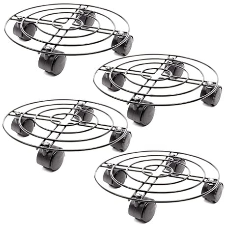 Bright Creations 4 Pack Metal Rolling Plant Stand Base, Planter Caddy with Wheels for Indoor and Outdoor Pots (10.6 Inches) Bright Creations