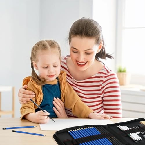 LUCYCAZ Drawing Kit - 55pcs Sketching Kit, Art Supplies for Adults with Drawing Pencils, Charcoal Pencils and Sketchpad, Drawing Supplies for Artist LUCYCAZ