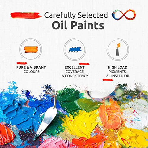 ZenART Professional Oil Paints Set - 8 x Large 50ml Tubes - Essential Palette for Artists, Eco-Friendly, Non-Toxic, and Lightfast Paint with ZenART Supplies