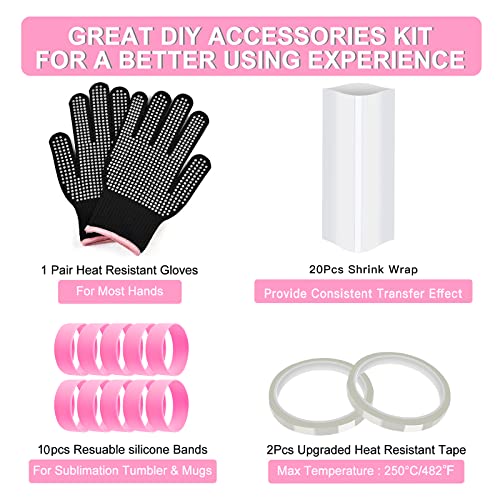 Sublimation Blanks Silicone Bands for Sublimation Tumbler Heat Resistant Gloves Tape Sleeve Accessories Kit for 20 30 oz Skinny Straight Cups for