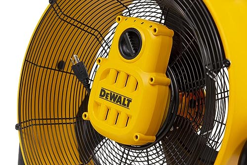 DEWALT DXF-2042 High-Velocity Industrial,Floor,Drum,Barn,Warehouse Fan Heavy Duty Mover Portable Air Circulator 3-Speed Adjustable Tilt, 20", Yellow DEWALT