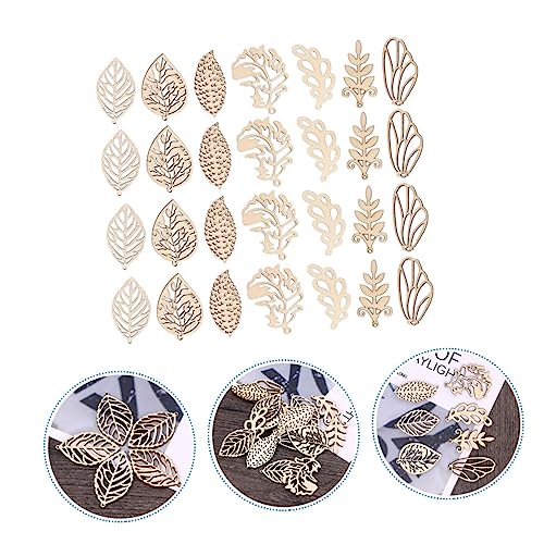 EXCEART 50pcs Christmas Stickers Leaves Wooden Cutouts Plain Wooden Leaf Slices Thanksgiving Fay DIY Crafts Unfinished Christmas Ornaments DIY Wood EXCEART