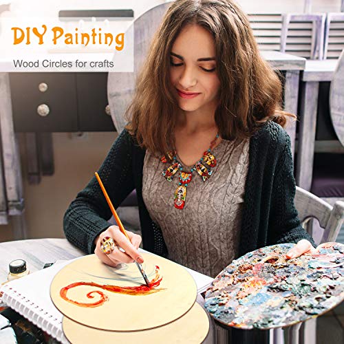 Coopay 16 Pieces 10 Inch Wooden Circles, Unfinished Round Wood Slices Natural Wooden Cutouts for Door Hanger, Painting, Wedding, Home Decoration DIY Coopay