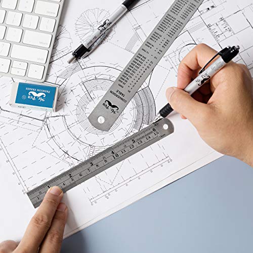 Mr. Pen Steel Rulers, 6 inch and 12 inch Metal Rulers, Pack of 2 Mr. Pen