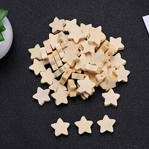 Wood Beads 100pcs Unfinished Wood Stars Beads Wooden Star Beads Natural for Craft Bracelet Necklace Jewelry Making Craft Beads Wooden Beads Ciieeo