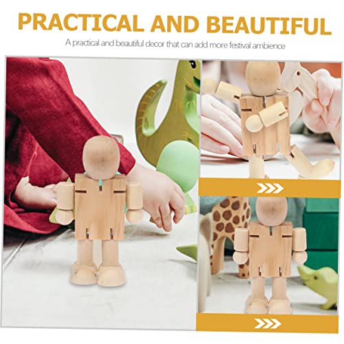 20 Pcs Wooden Robot Wood Educational Desktop Unpainted Peg People Unfinished Wooden Peg Doll Adjustable Wooden Figure Wood Human Figure Model DIY