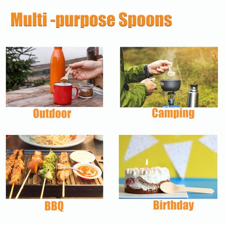 Disposable Wooden Spoons -Packe of 100, 6.3 Inch Biodegradable Compostable Spoons - Natural Wooden Utensils for Birthday Party, Camping, Picnic, BBQ, EZYoutdoor
