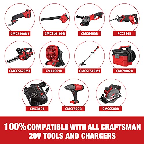 2Pack DSANKE CMCB204 3.0Ah 20V Lithium-ion Battery Replacement for Craftsman V20 Battery CMCB204 CMCB204-2 CMCB202 CMCB202-2 CMCB201 Craftsman V20 C DSANKE C