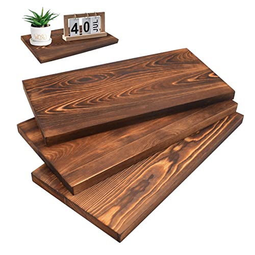 3Pack Unfinished Wood Rectangles Thick Heavy Carbonized Paulownia Wood Art Boards Blank Wooden Chipboard for Wall Shelf DIY Crafts Home Decorations