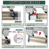 Woodpecker ST64 14 Gauge 3/4" to 2-1/2" Pneumatic Concrete T Nailer Gun with 400pcs Concrete T Nails, Air Power Heavy Duty Concrete Nail Gun Brad Since