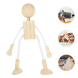 Milisten 4 pcs Unfinished Wooden Robot Peg Dolls Wooden Figures People Bodies for Children Kids DIY Painting Supplies Peg Dolls Milisten