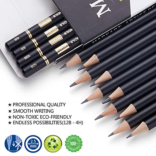 MARKART Professional Drawing Sketching Pencil Set - 14 Pieces,Graphite,(12B - 4H), Ideal for Drawing Art, Sketching, Shading, Artist Pencils for MARKART