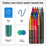 Glitter Paint Pens for Rock Painting, Stone, Ceramic, Glass, Wood, Fabric, Scrapbooking, DIY Craft Making, Art Supplies, Card Making, Coloring. Set ARTISTRO