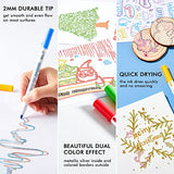 Shuttle Art 28 Pack Double Line Outline Markers, 14 Silver and 14 Gold Colors Squiggles Shimmer Markers Set, Self Outline Metallic Marker Pens for Shuttle Art