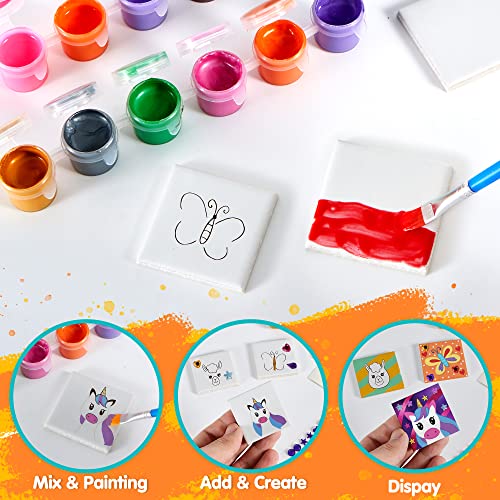 JOYIN 24 Magnetic Mini Tiles Art Kit, Creativity DIY Paint, Arts and Crafts for Kids, DIY Supplies for Party Favors, Family Activity, Birthday JOYIN