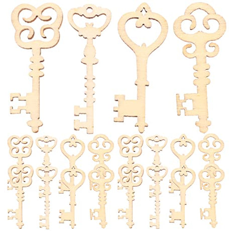 Amosfun 20 Pcs key keys for crafts wooden shapes wood santas slices blank log craft bookmarks embellishments replacement- Handmade Unfinished Wooden Amosfun