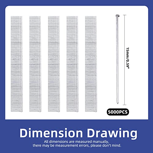 Glarks 5000Pcs 18 Gauge Galvanized 5/8 inch Brad Nails Straight Finishing Nails for Electric Pneumatic Brad Nailer Gun, Molding Cabinetry Building Glarks