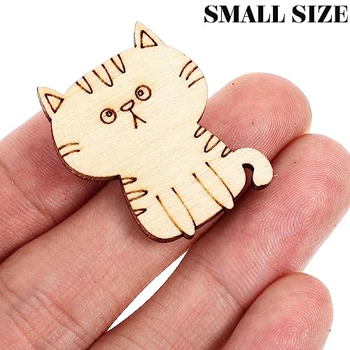 ibasenice 100pcs Wood Cat Cutouts Unfinished Wood Cat Shape Cutouts Blank Wood Cat Lover Pet Animal Door Hanger Wood Cat Ornament Slices for DIY - WoodArtSupply