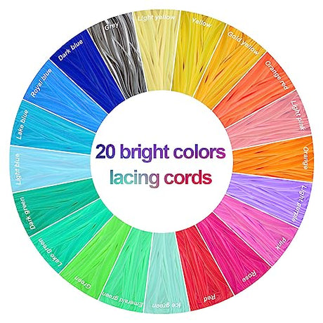 ACRSIKR String Gimp Plastic Lacing Cord for Bracelets Scoubidou Craft Kits with Snap Clip Hooks 20 Colors ACRSIKR