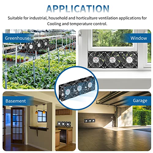 Wathai 120mm x 38mm 360mm Computer Fan with AC Plug, Powerful Exhaust Fan with Variable Speed Controller AC 110V 120V 240V for Windows Greenhouses Wathai