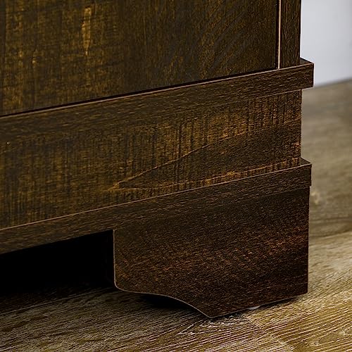 HOMCOM 72" Farmhouse Kitchen Pantry, 4-Door Rustic Storage Cabinet with Drawer and 3 Shelves, Walnut HOMCOM