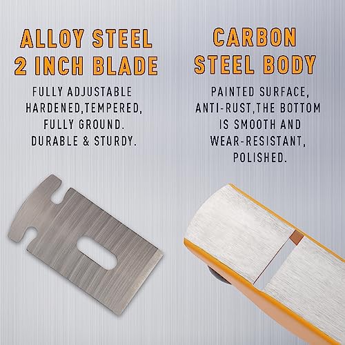 Hoteche No.4 Wood Plane - Adjustable Smoothing Bench Hand Planer for Woodworking and Trimming - 9.5-Inch Jointer Plane with 2-Inch Blade Hoteche