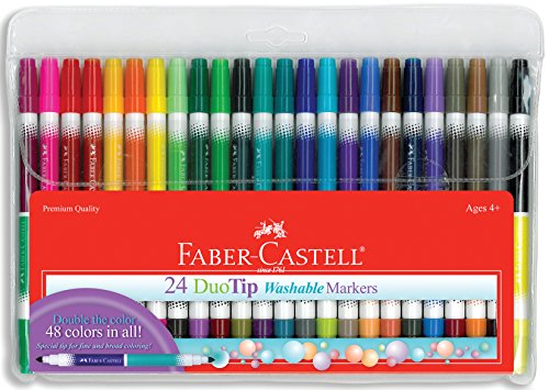 Faber-Castell DuoTip Washable Markers - 24 Markers, 48 Colors Faber-Castell