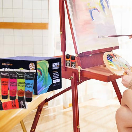 Acrylic Paint Set 24 Colors Acrylic Paints for Painting, Art Craft Paint Gift for Artists Kids Beginners, Pumpkin Canvas Ceramic Rock Painting Kit SNOW COOLER