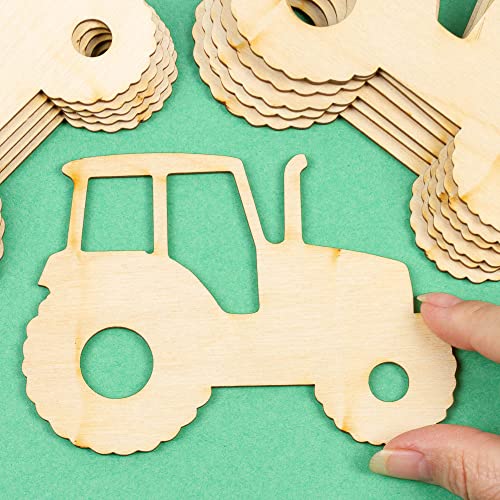 Pack of 24 Unfinished Wood Farm Tractor Cutouts - Made in USA Blank Tractor Wooden DIY Shapes for Scouts, Camps, Vacation Bible School, & Birthday Factory Direct Craft