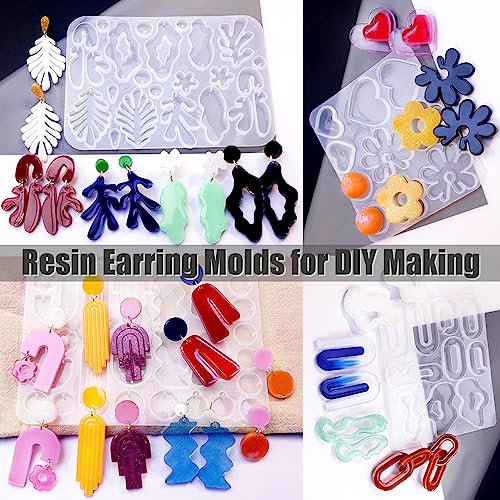 ZQYSING (4 Pack) Resin Earring Molds, Resin Jewelry Molds Variety Shape Silicone Pendant Molds for Women Girls Epoxy Resin Earrings - WoodArtSupply