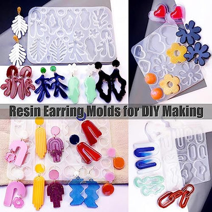 ZQYSING (4 Pack) Resin Earring Molds, Resin Jewelry Molds Variety Shape Silicone Pendant Molds for Women Girls Epoxy Resin Earrings - WoodArtSupply