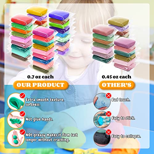 Modeling Clay Kit - 50 Colors Air Dry Ultra Light Magic Clay, Soft & Stretchy DIY Molding Clay with Tools, Animal Accessories, Kids Art Crafts Gift ESSENSON