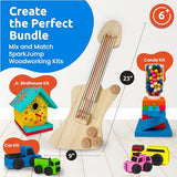 SparkJump DIY Guitar Wooden Building Kit: STEM Kits for Kids Age 8-10 - Wood Crafts for Kids Ages 4-8 and Up, Building Kits for Creative Play and SparkJump