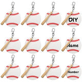 Cunno 36 Pcs Basketball Baseball Softball Tennis Acrylic Keychain Blank Kit 12 Acrylic Keyring 12 Swivel Snap Hook Keychain(White Baseball, 3 Inch) Cunno
