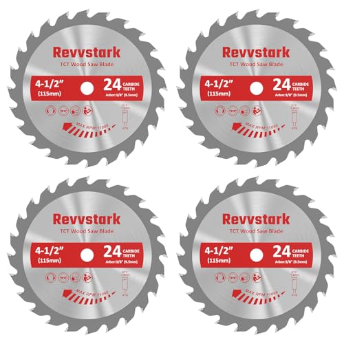 4-Pack 4-1/2 Inch 24T TCT Carbide Compact Circular Saw Blade Set with 3/8" Arbor, Assorted for Cutting Wood, Plastic and Composite Materials Fit - WoodArtSupply