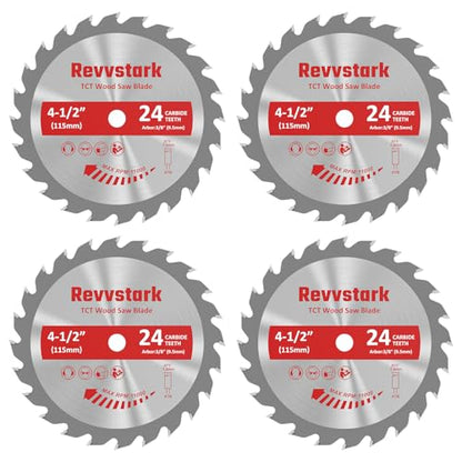 4-Pack 4-1/2 Inch 24T TCT Carbide Compact Circular Saw Blade Set with 3/8" Arbor, Assorted for Cutting Wood, Plastic and Composite Materials Fit - WoodArtSupply