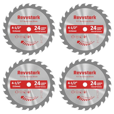 4-Pack 4-1/2 Inch 24T TCT Carbide Compact Circular Saw Blade Set with 3/8" Arbor, Assorted for Cutting Wood, Plastic and Composite Materials Fit