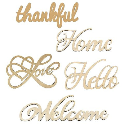 Joyavo 5 Pcs Unfinished Wood Sign Cutout Hello Welcome Thankful Home Love Wooden Letter Sign Block Words Sign for Wreath Crafts Door Hanger Wall Art