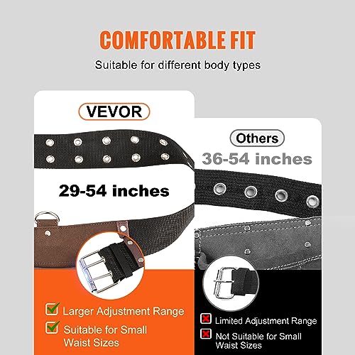 VEVOR Tool Belt, Adjusts from 29 Inches to 54 Inches, Heavy Duty Tool Pouch Bag with Dual Hammer Loops, Tool Bag for Electrician, Carpenter, VEVOR