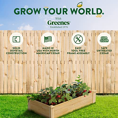 Greenes Fence Original Cedar Raised Garden Bed, 2' x 4' x 10.5" - Made in USA with North American Cedar Greenes Fence