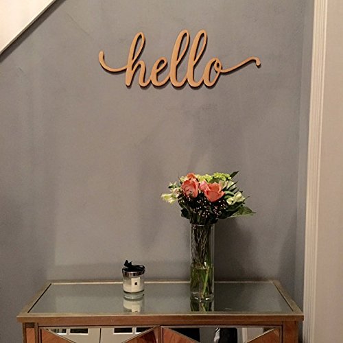 Hello Wood Sign Home Décor Wall Art Unfinished 24" x 8"