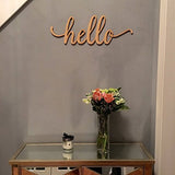 Hello Wood Sign Home Décor Wall Art Unfinished 24" x 8" Woodums