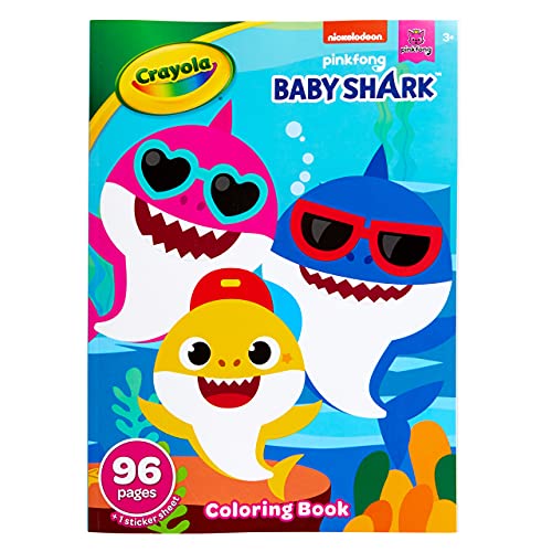 Crayola Baby Shark Coloring Book with Stickers, Gift for Kids, 96 Pages, Ages 3, 4, 5, 6 Crayola