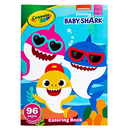 Crayola Baby Shark Coloring Book with Stickers, Gift for Kids, 96 Pages, Ages 3, 4, 5, 6 - WoodArtSupply