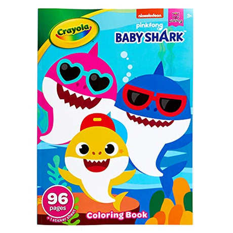 Crayola Baby Shark Coloring Book with Stickers, Gift for Kids, 96 Pages, Ages 3, 4, 5, 6 Crayola