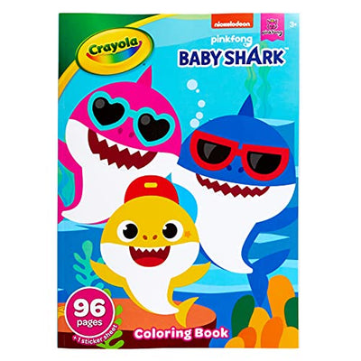 Crayola Baby Shark Coloring Book with Stickers, Gift for Kids, 96 Pages, Ages 3, 4, 5, 6