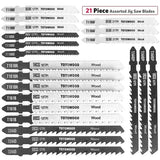 TOTOWOOD 21pcs Jig Saw Blades,Multi-Purpose T-Shank Jig Saw Blades,Assorted Jig Saw Kit Value Pack for Wood, Plastic and Metal Cutting with Carry Totowood