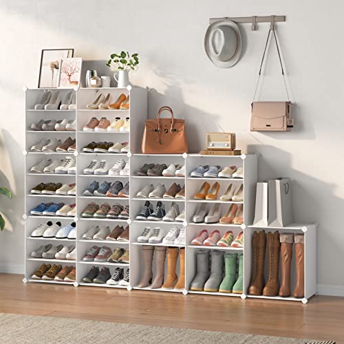 MAGINELS Shoe Rack Organizer 72 Pairs Shoe Cabinet Storage,Shoes Shelves for Living Room Bedroom Hallway, White MAGINELS